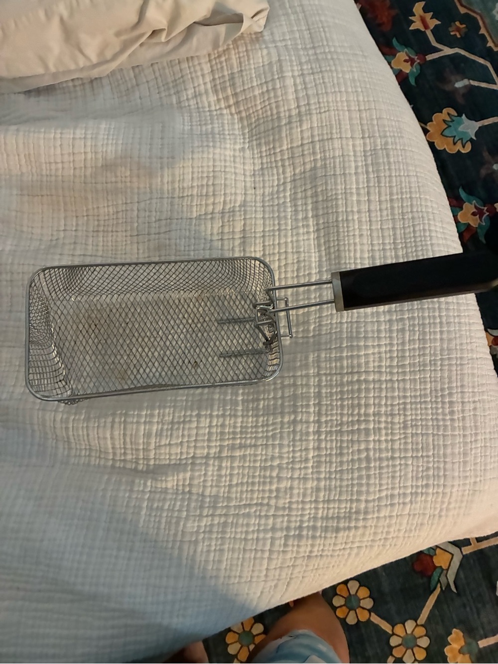 Black Handle Stainless Steel Fry Basket - Home Kitchen